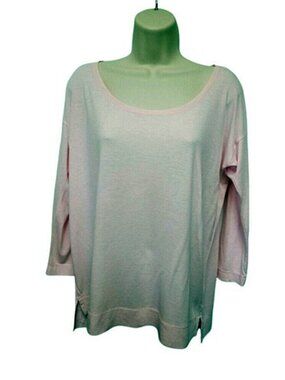 Women’s Light Pink 3/4 Sleeve Loose Casual Tunic Blouse